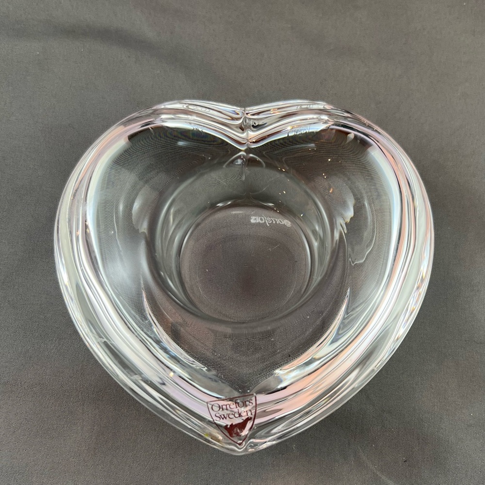 Orrefors Amour Heart Swedish Crystal Glass Votive Candleholder.